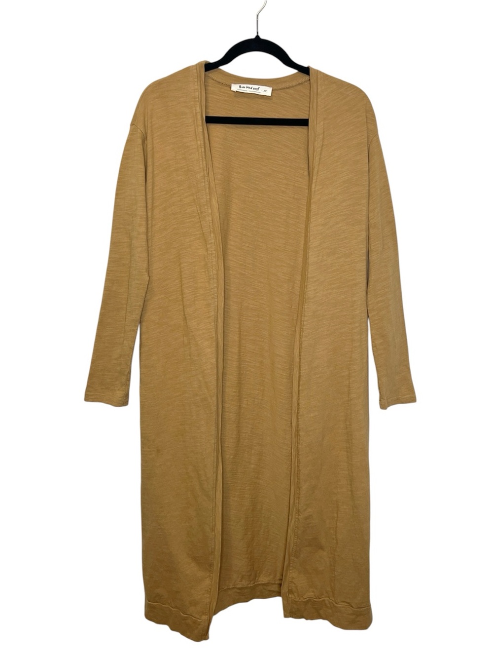 THREE BIRD NEST Golden Tan Cotton Long Duster Cardigan size Medium
